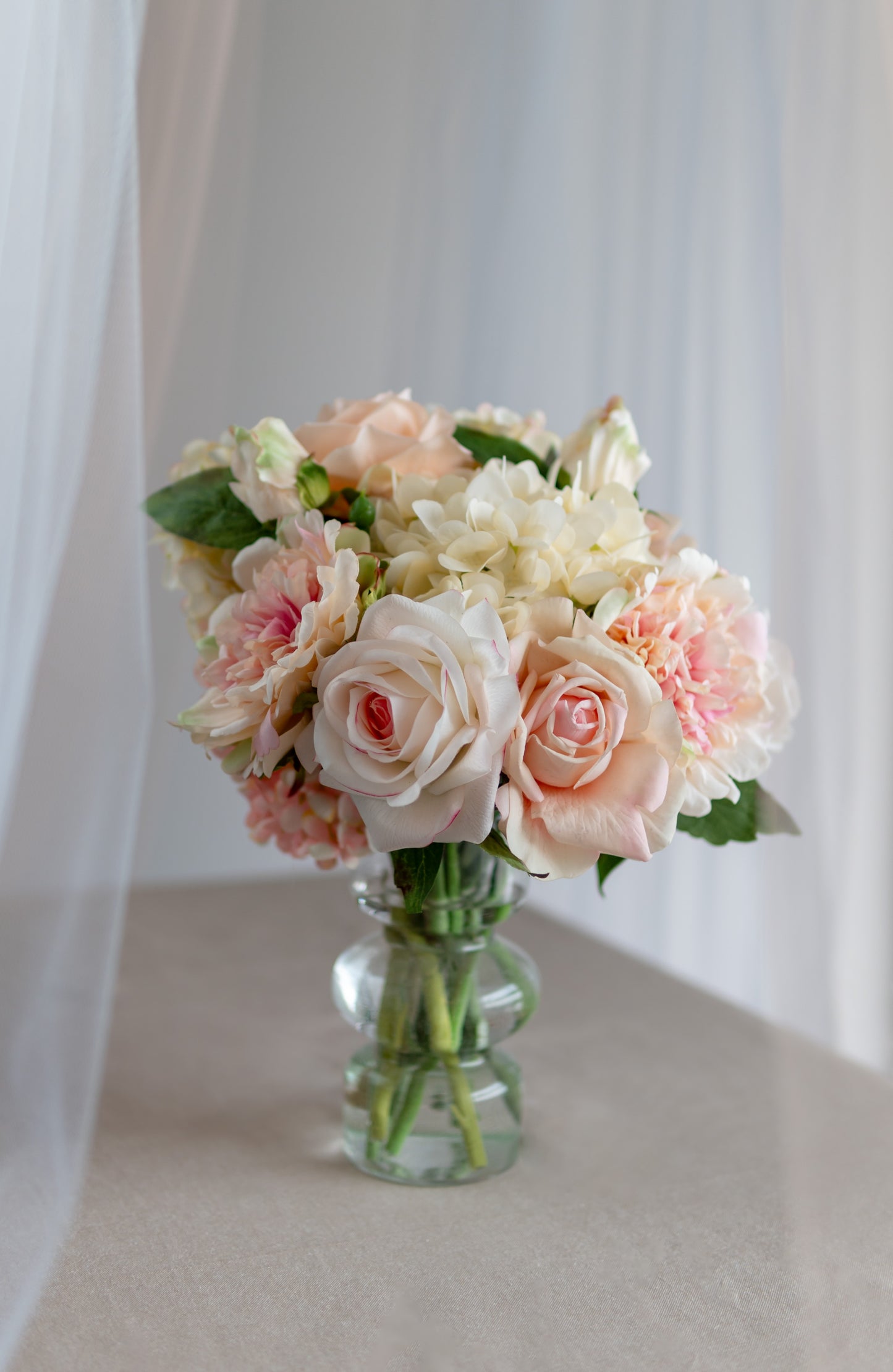 Anthea Pink and Cream Real Touch Centerpiece – Lifelike Faux Wedding Flowers