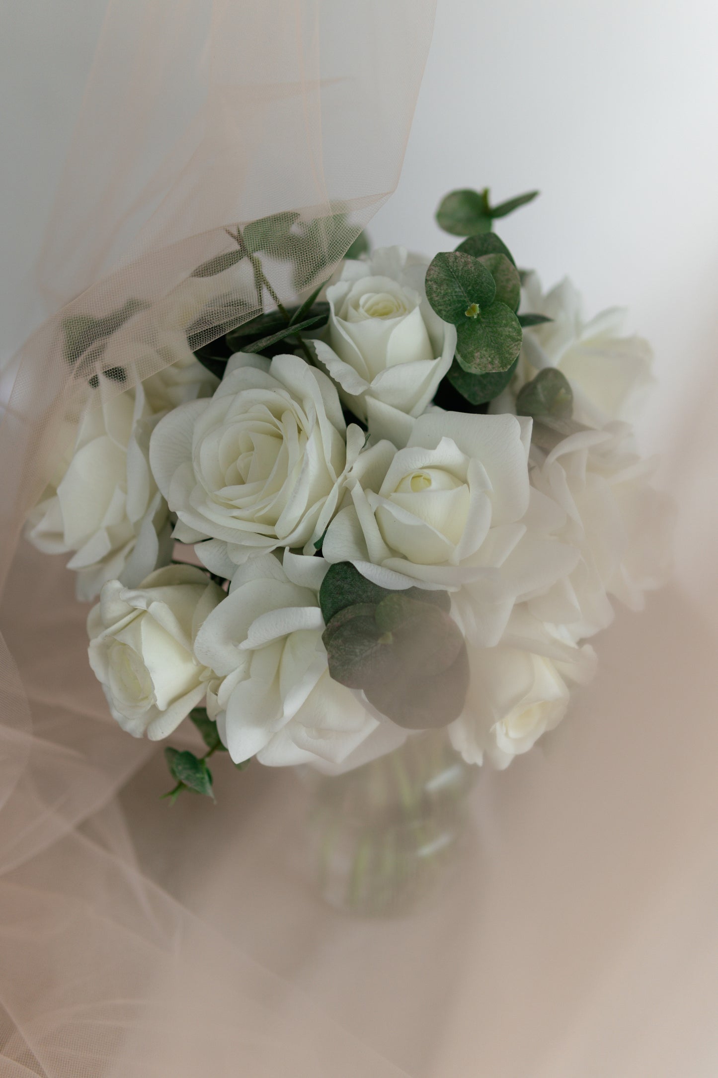 Callista White Real Touch Rose Wedding Centerpiece – Lifelike Faux Floral Arrangement