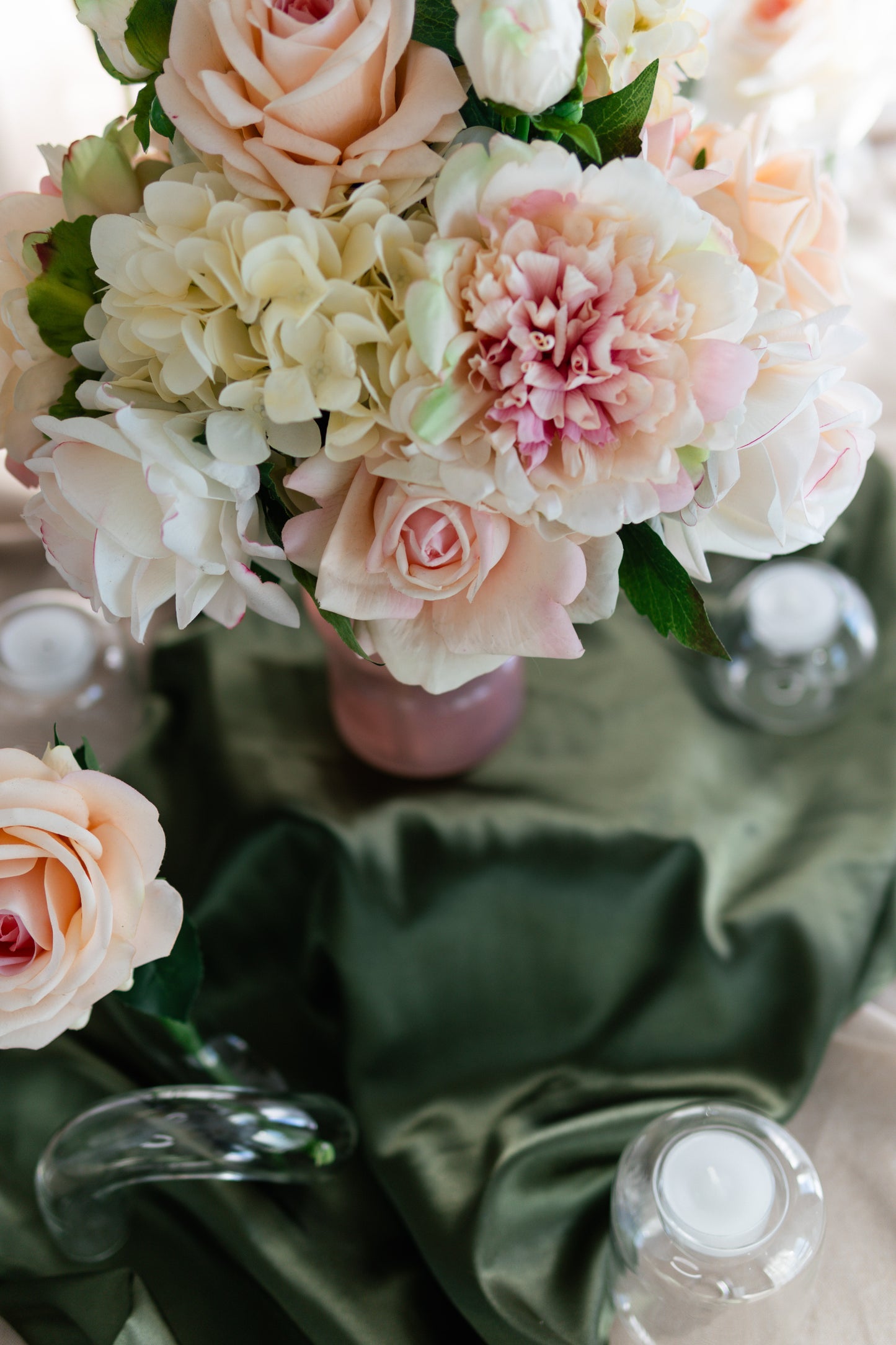 Anthea Pink and Cream Real Touch Centerpiece – Lifelike Faux Wedding Flowers