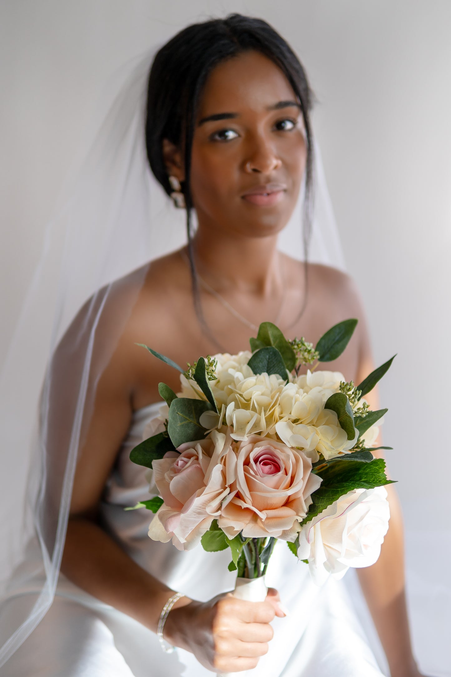 Anthea Pink and Cream Bridal Bouquet – Lifelike Faux Wedding Flowers