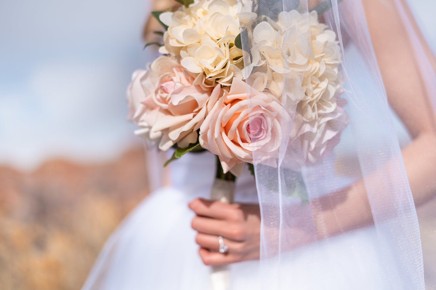 Anthea Pink and Cream Bridal Bouquet – Lifelike Faux Wedding Flowers