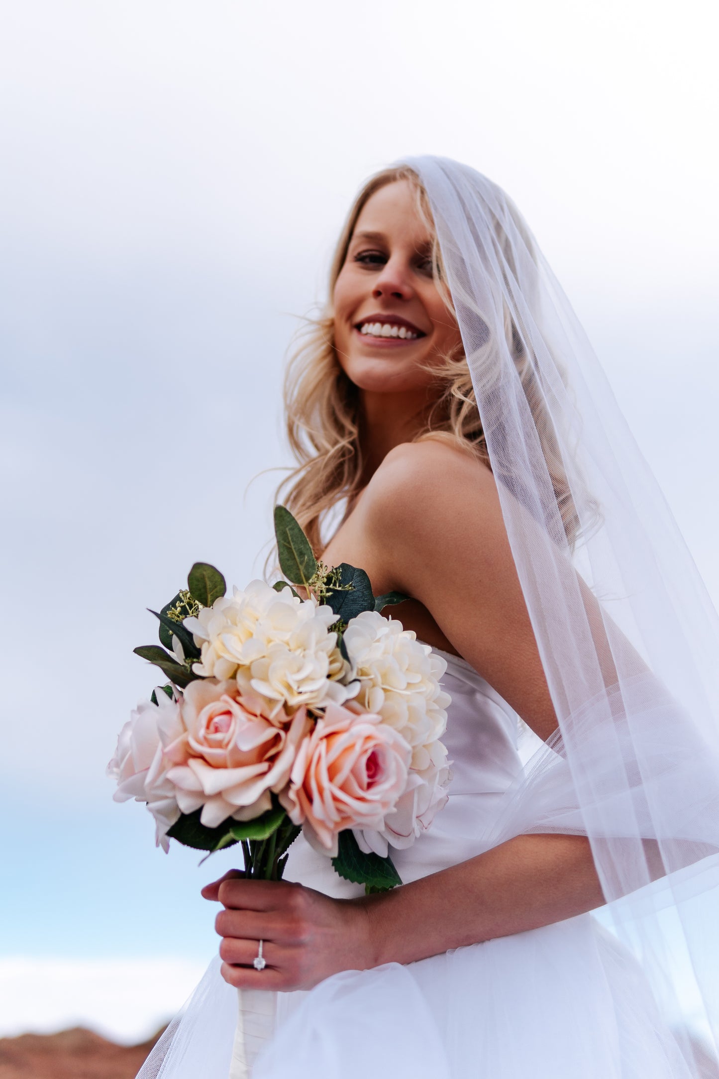 Anthea Pink and Cream Bridal Bouquet – Lifelike Faux Wedding Flowers