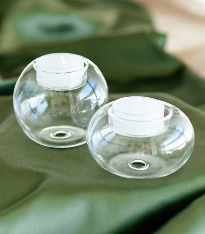 Gaia Tea Light Holder – Elegant Glass Candle Holder for Weddings