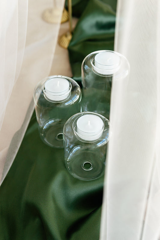 Selene Glass Tea Light Holder- Elegant Wedding Table Decor